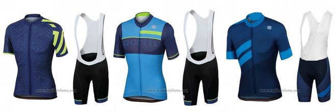 2018 Abbigliamento Ciclismo Sportful Spento Blu Manica Corta e Salopette